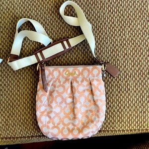 Coach x body bag, blush pink with metallic Rose Gold C’s